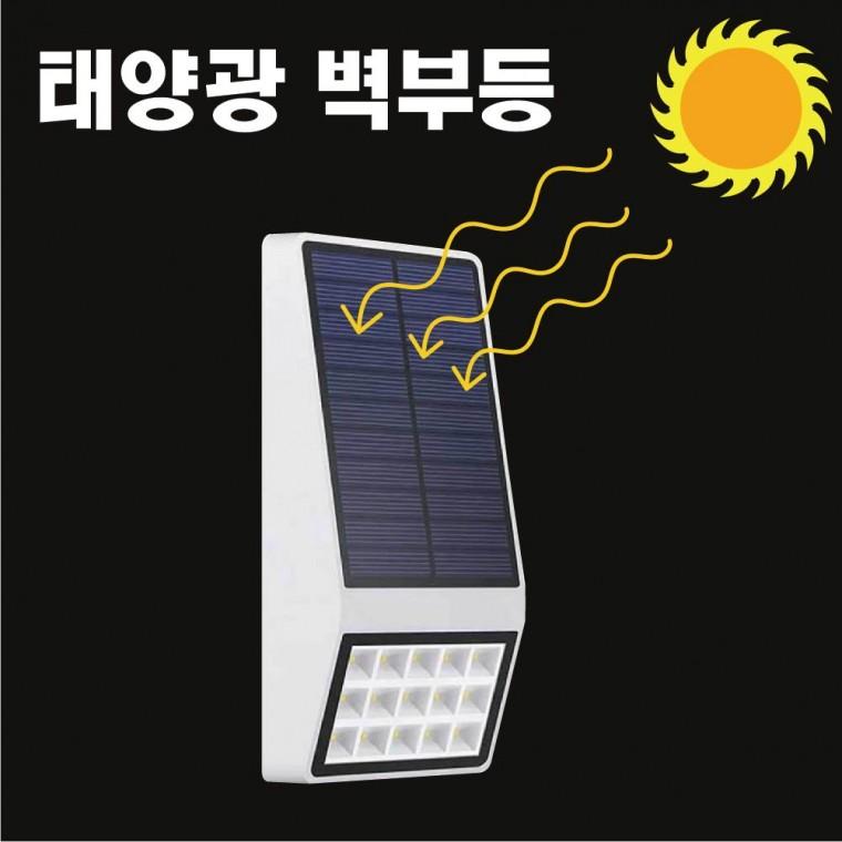 15LED 태양광 자동충전 공원조명 계단조명 벽등 현관등 야간조명 야외조명