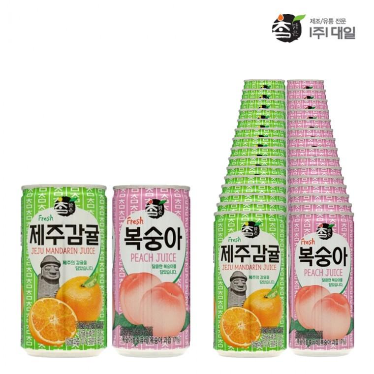 대일 참맑은 제주감귤+복숭아 혼합 175ml x (각15개)총30개 제주감귤맛 복숭아음료 캔음료 혼합세트