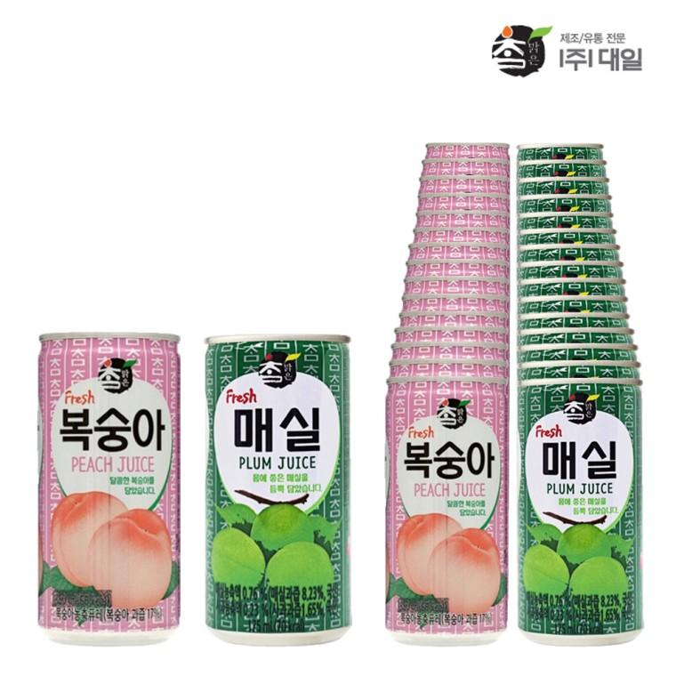 대일 참맑은 복숭아+매실 혼합 175ml x (각15개)총30개 복숭아맛 매실음료 캔음료 혼합세트