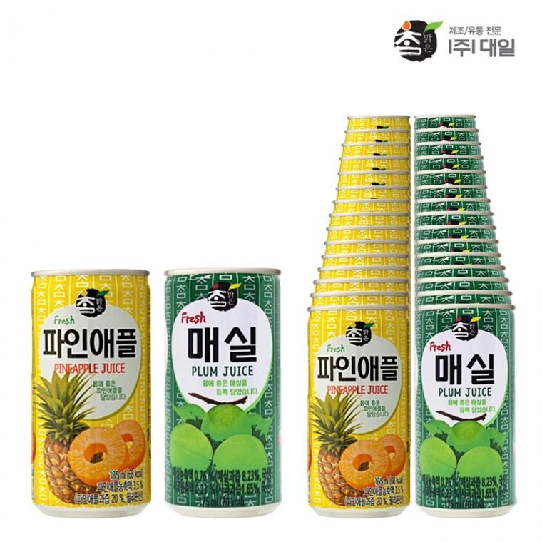 대일 참맑은 파인애플+매실 혼합 175ml x (각15개)총30개 파인애플맛 매실음료 캔음료 혼합세트