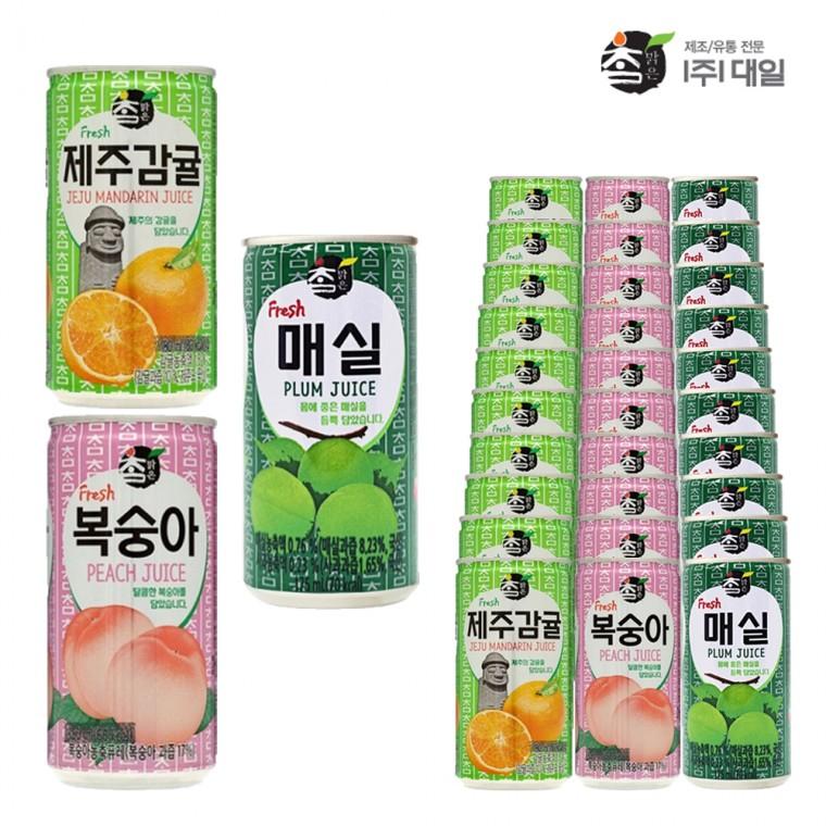 대일 참맑은 제주감귤+복숭아+매실 혼합 175ml x (각10개)총30개 제주감귤 복숭아 매실