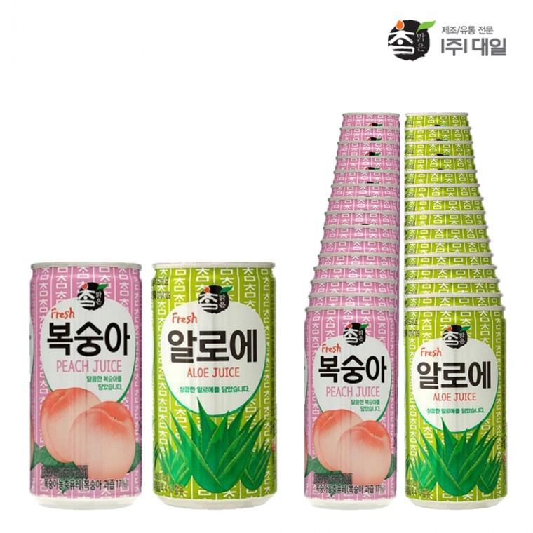 대일 참맑은 복숭아+알로에 혼합 175ml x (각15개)총30개 복숭아맛 알로에음료 캔음료 혼합세트