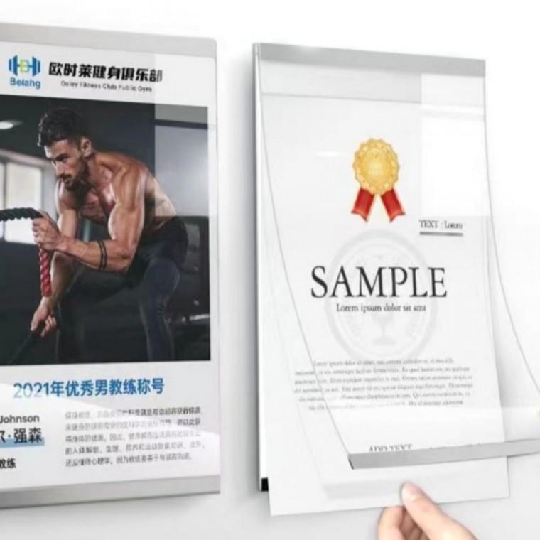 투명 아크릴 부착 게시판 자석 알림판 안내판 A4