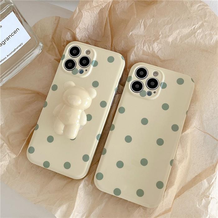 폴카 도트 곰인형 스마트톡 케이스 아이폰12 아이폰13 아이폰14