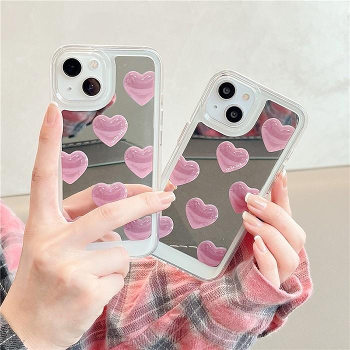 솔리드 하트 미러 젤리 케이스 아이폰12/아이폰13/아이폰14