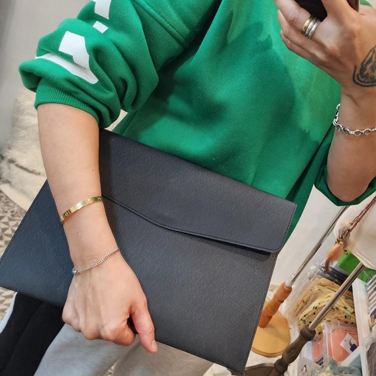 비지니스 소프트 심플 문서 서류 A4 파일 가방 블랙 클러치