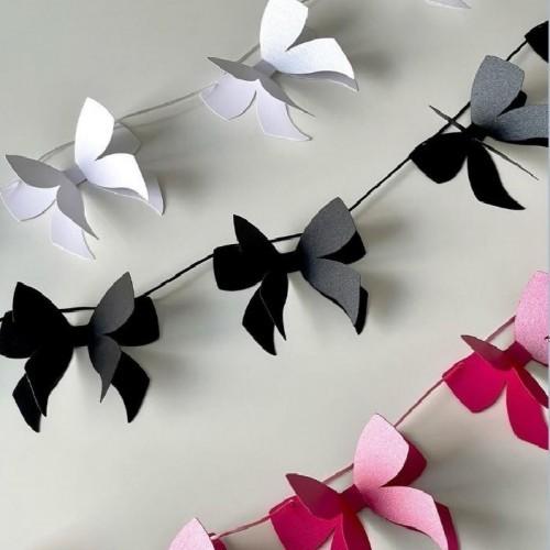 종이 리본 가랜드2 입체감이 살아있는 귀여운 리본모양 블루 핑크 옐로우 그린 라벤더 장식소품 귀여운 소