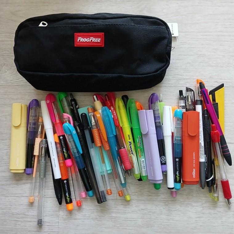 대용량 캔버스 필통 펜슬 케이스 파우치