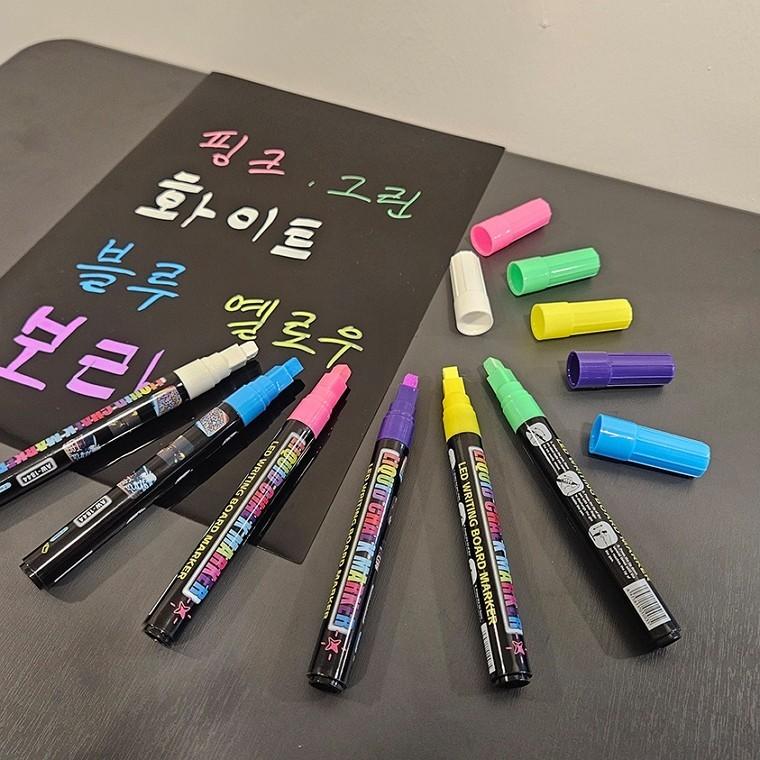 네모닙 굵은 6색 마카펜 블랙보드 형광 마커펜