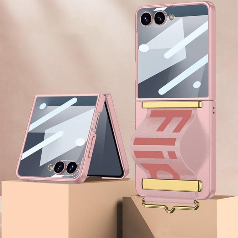 Z플립7 패션스트랩 컬러 강화유리 풀커버 케이스