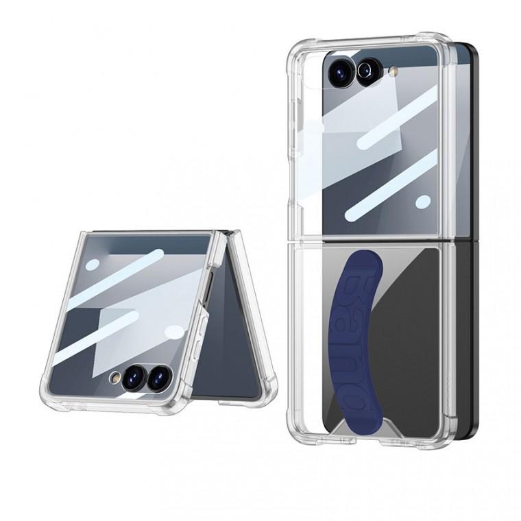 Z플립7 그립 스트랩 투명 강화유리 풀커버 케이스