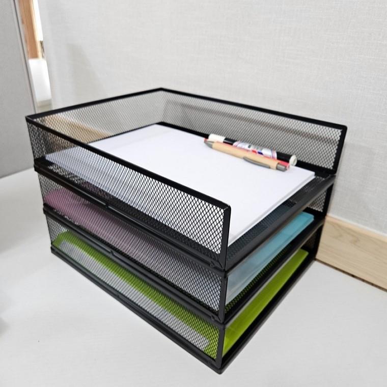 1단 철제 메쉬 서류정리 트레이 적재가능 서재