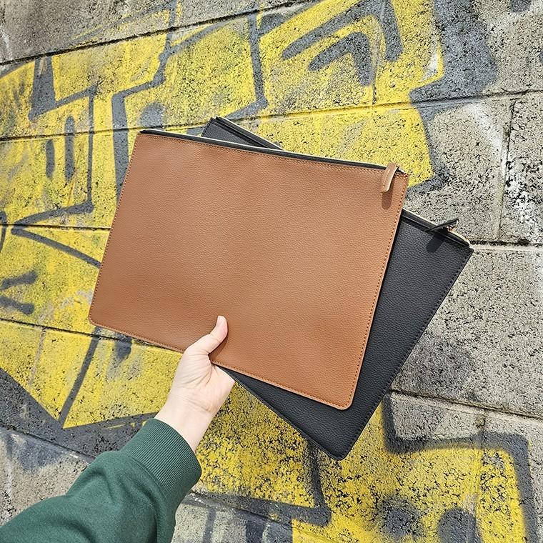 2컬러 슬림 클러치백 대형 PU 파우치