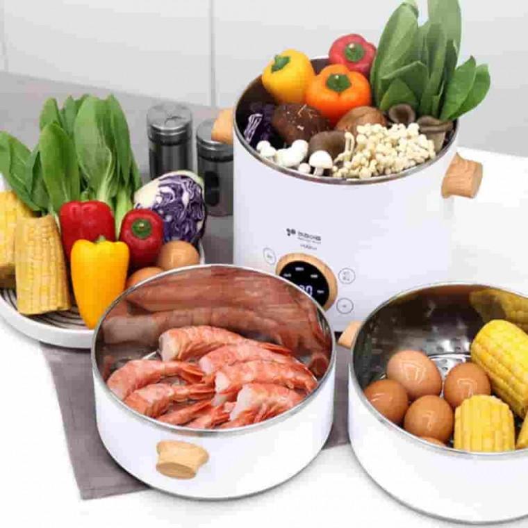 전기찜기 3단분리세척 분리세척찜기 전기라면포트 전골요리 스테인리스찜기 전골냄비
