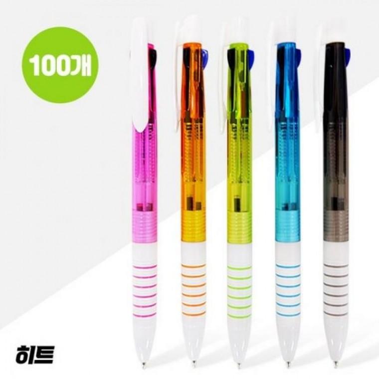 볼펜 X 히트3색(6링) 100개 (1.0mm) 투명