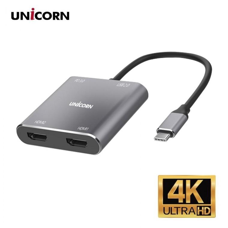 TO HDMI 듀얼 디스플레이 컨버터 4 유니콘 USB-Type C 변환 젠더 케이블