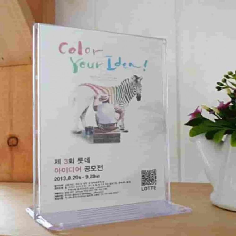 T자형 꽂이 103x155 엽서사이즈 세로 5개 아크릴쇼케이스 엽서꽂이 안내판꽂이 아크릴꽂이 아크릴메뉴판