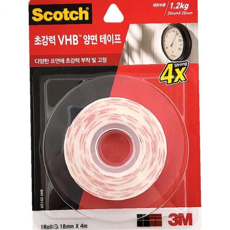 3M 고강도VHB 안정감있는 양면테이프(5140VHB) 18mmX4M 부착 접착
