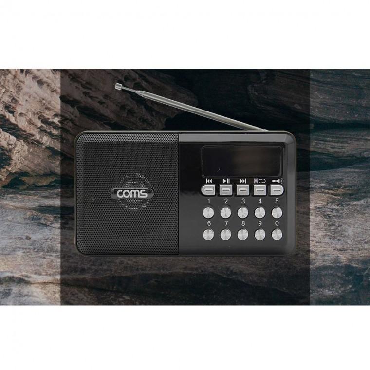 Coms 효도 라디오 USB 휴대용 스피커 블랙 MP3 음악