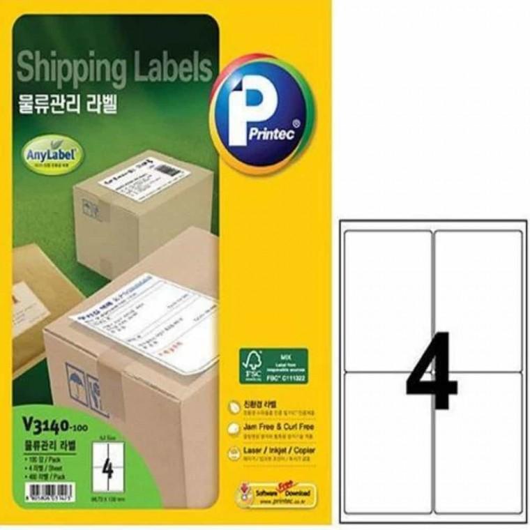 물류관리 라벨 4칸 100매 제품라벨 라벨스티커 가격표라벨