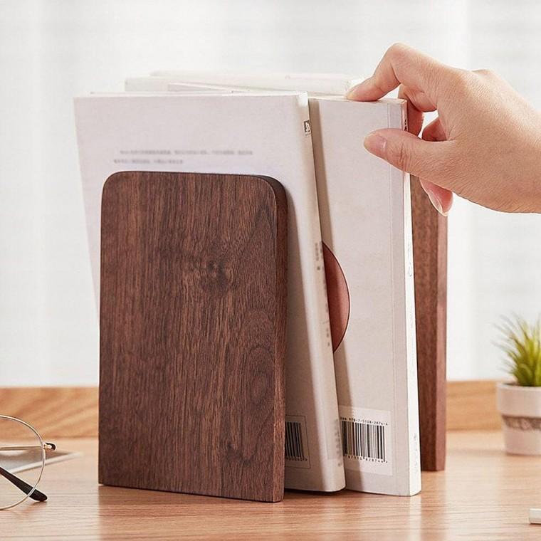 원목 북엔드 17x12cm L자형 책고정 책거치대 호두나무 책지지대 미니 북엔드 책고정대 북앤드 L자형