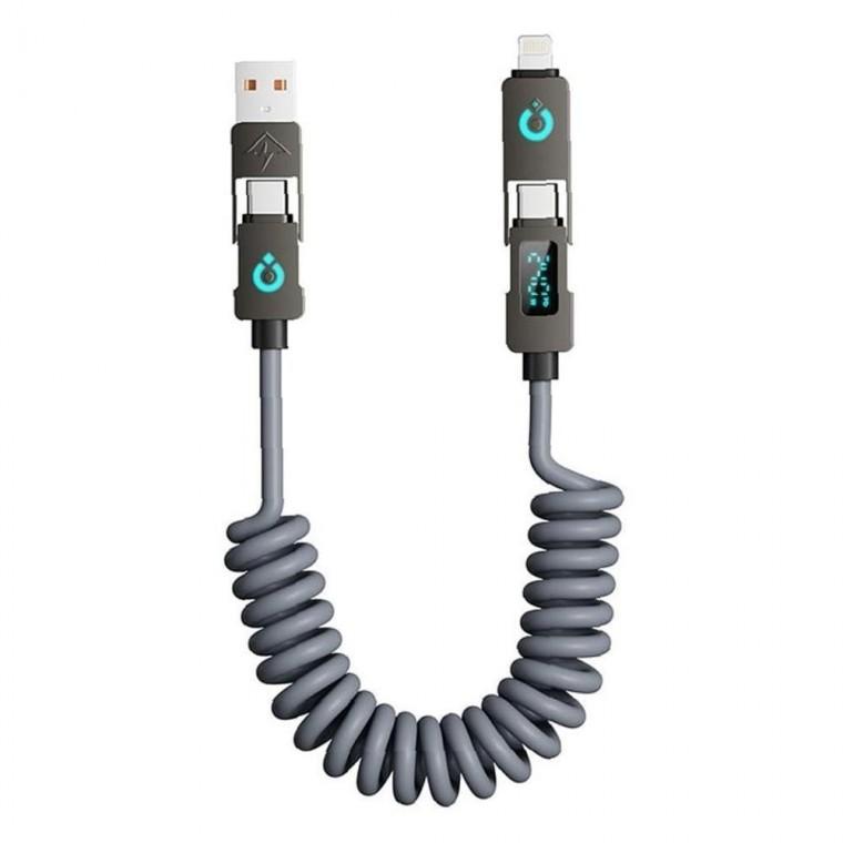 4in1 C타입 간결한 LED 스프링 충전 케이블 2m 핸드폰 호환