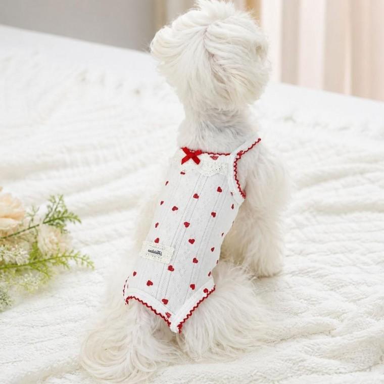강아지 고양이 하트 내추럴 나시 썸머 의류 반려동물 쿨셔츠 실내복
