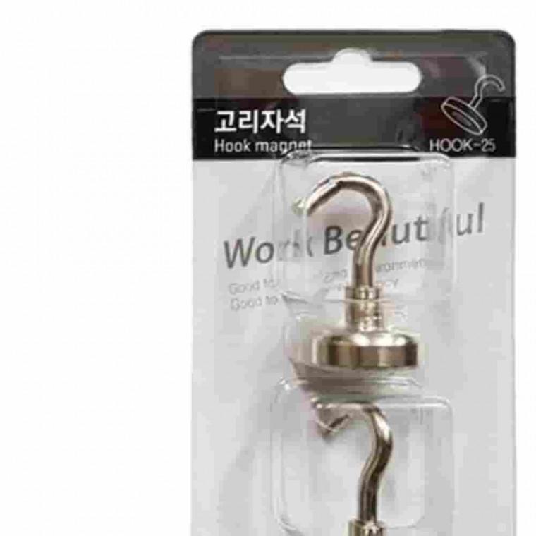 고리자석 25mm 2개입 부착식걸이 자석걸이 강력자석고리 홀더자석