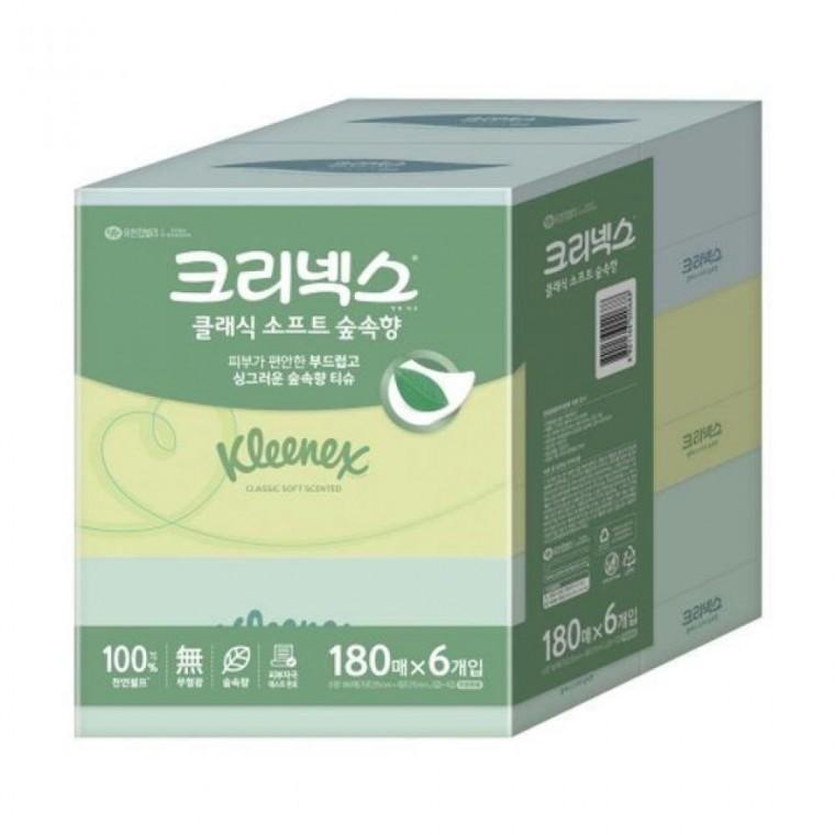 크리넥스 숲속향 곽티슈 화장지 180매x6갑입 180매 팩 1개입 자재 파츠 부품 소모품