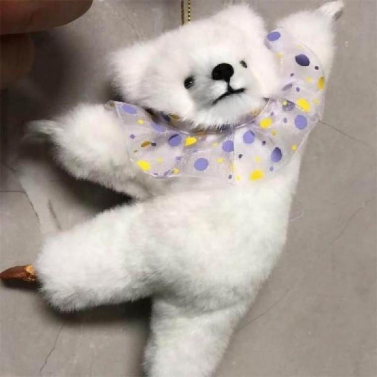 차꾸템 차꾸미기 룸미러걸이 자동차 화이트 곰인형