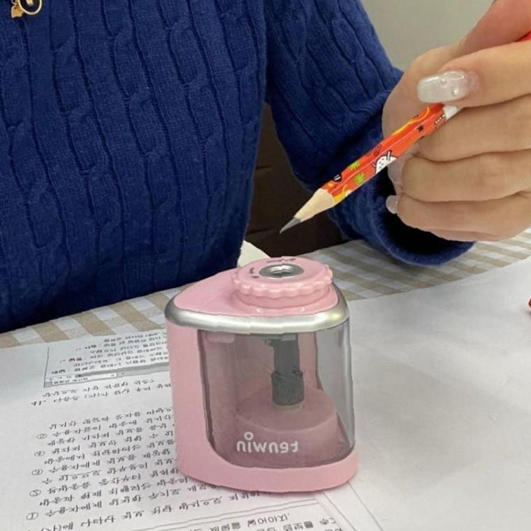 수동 베이직 겸용 자동 연필깎이 핑크