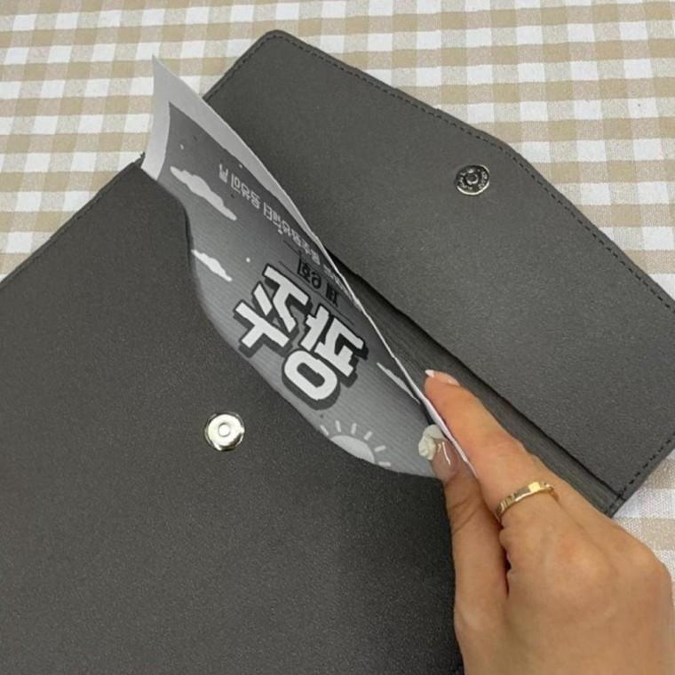 세로형 가죽 차분한 서류 파우치 파일가방 블랙