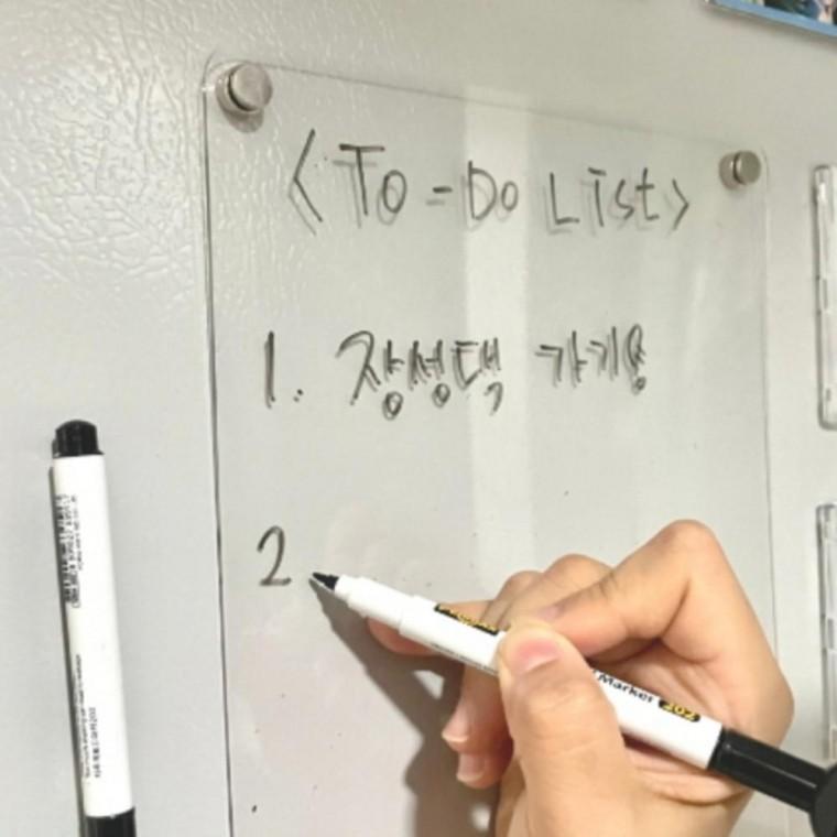 30x40 투명 냉장고 메모 자석 미니칠판 아크릴보드 냉장고보드 냉동실 목록 정리표 알림장 메모판