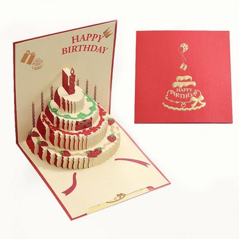 생일 카드 3D 팝업 3P 편지 축하 파티