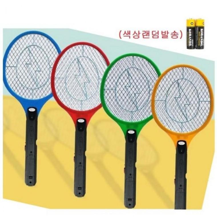 파리채 전기모기채 건전지포함 모기채 초록3중안전망