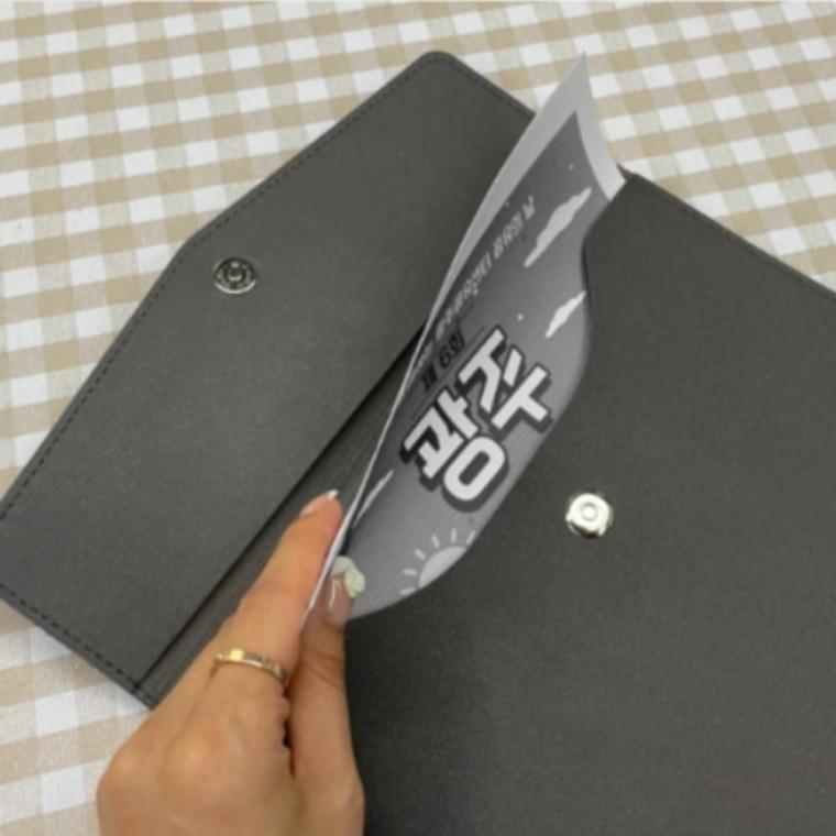 A4 세로형 블랙 인조가죽 파우치 서류 보관 정리 수납 가방 주머니 패드 보호 커버