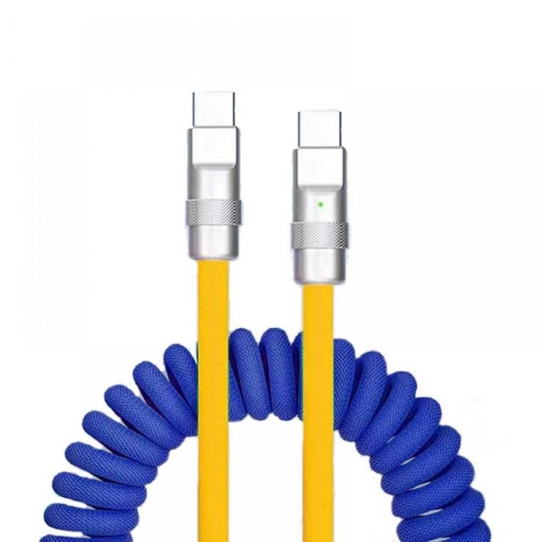 Linkvu 코일리 투톤 배색 Type-C 데이터 충전 길이조절 케이블 120W USB C to C
