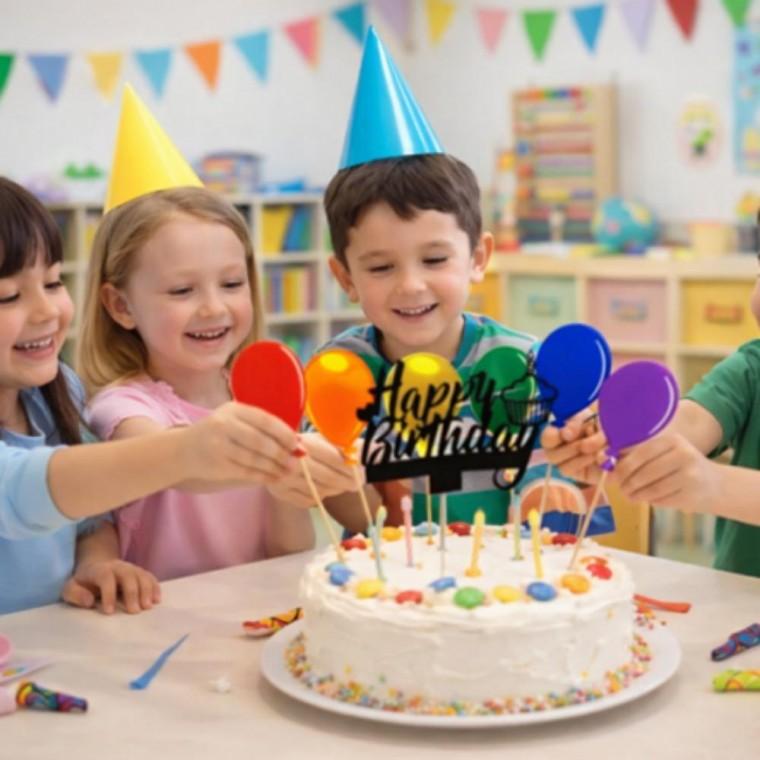풍선파티 생일케이크 정밀한 토퍼