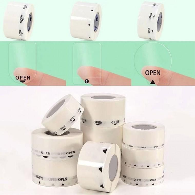 봉제 가게 배달 OPEN 업소용 포장 스티커 투명롤 1000p 가게용 식당용 상검