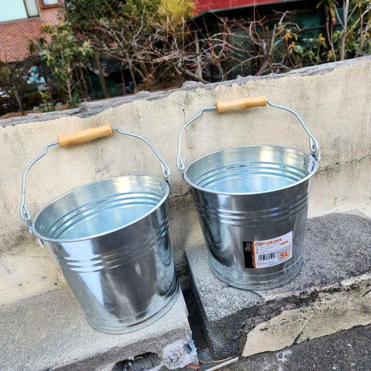 5L 철제 작업용 우드손잡이 양동이