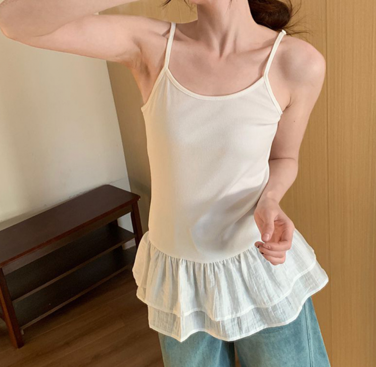 레이어드 프릴 나시 끈나시 롱나시