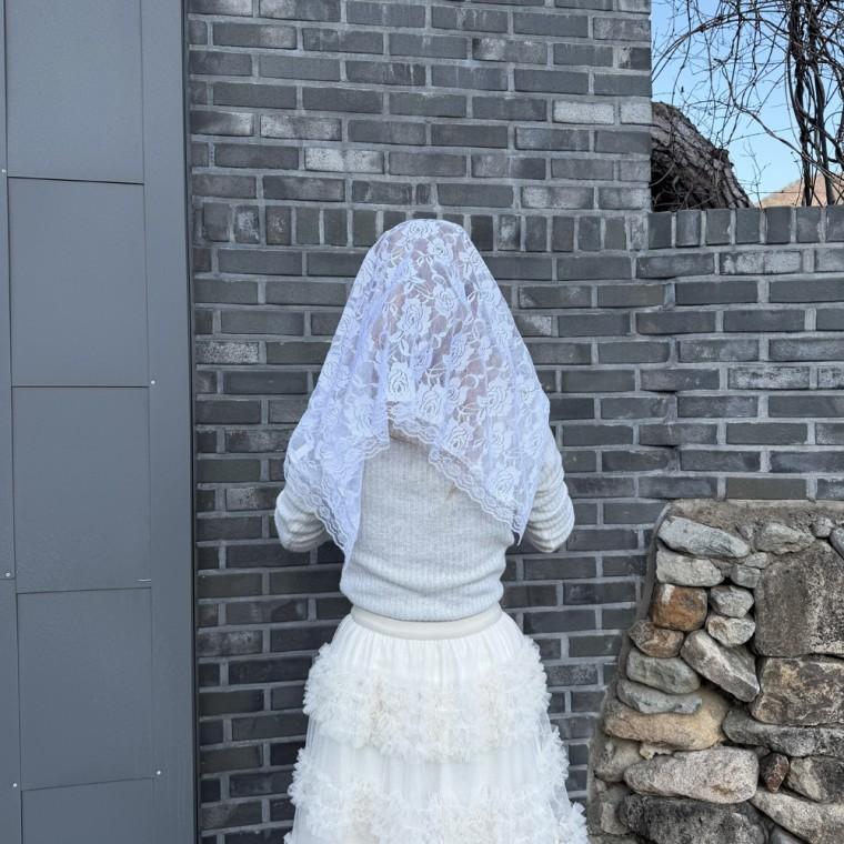 천주교 성당 미사보 레이스 베일 머리보자기 영성 기도